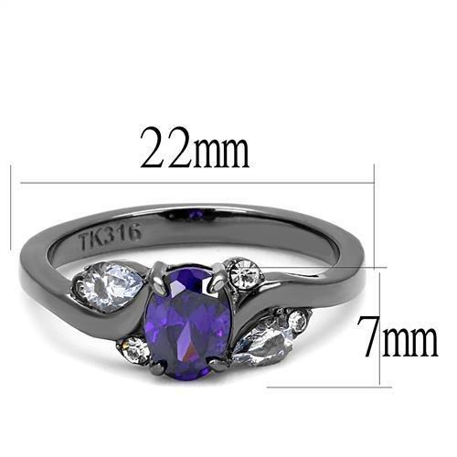 Load image into Gallery viewer, TK3169 - IP Light Black  (IP Gun) Stainless Steel Ring with AAA Grade