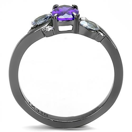 Load image into Gallery viewer, TK3169 - IP Light Black  (IP Gun) Stainless Steel Ring with AAA Grade