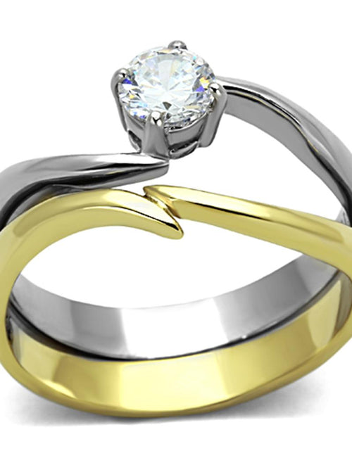 Load image into Gallery viewer, TK1092 - Two-Tone IP Gold (Ion Plating) Stainless Steel Ring with AAA