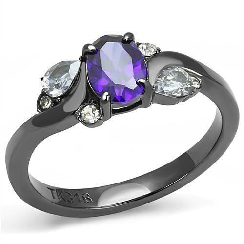 Load image into Gallery viewer, TK3169 - IP Light Black  (IP Gun) Stainless Steel Ring with AAA Grade