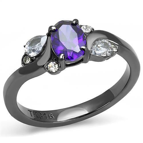 Load image into Gallery viewer, TK3169 - IP Light Black  (IP Gun) Stainless Steel Ring with AAA Grade