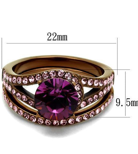TK2745 - IP Coffee light Stainless Steel Ring with Top Grade Crystal